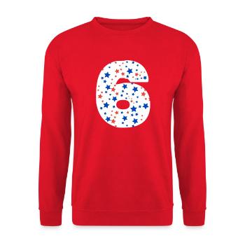 Number 6 - Unisex Sweatshirt - red - Front - Alina (178cm) & Michal (187cm)
