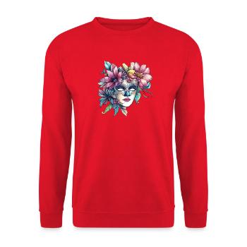 Floral mask in masquerade ball style - Unisex Sweatshirt - red - Front - Alina (178cm) & Michal (187cm)
