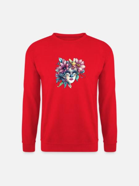 Blumenmaske im Maskenball-Stil - Unisex Pullover - Rot