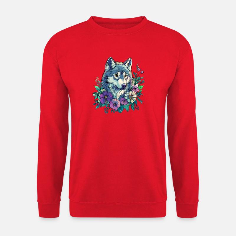 Blütenwolf im Farbkranz - Unisex Pullover - Rot