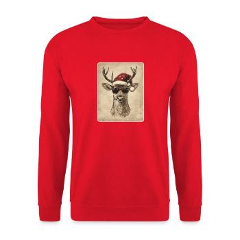 Reindeer Deer Antlers Reindeer Vintage Christmas - Unisex Sweatshirt - red - Front - Alina (178cm) & Michal (187cm)