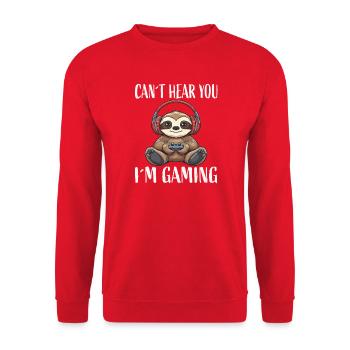 Cuddly gamer sloth with headphones - Unisex Sweatshirt - red - Front - Alina (178cm) & Michal (187cm)