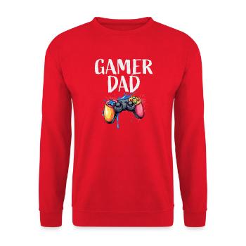 Gamer Dad Controller Splash - Unisex Sweatshirt - red - Front - Alina (178cm) & Michal (187cm)