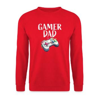 Gamer Dad Controller Splash - Unisex Sweatshirt - red - Front - Alina (178cm) & Michal (187cm)