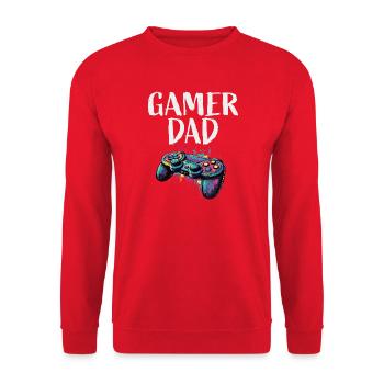 Gamer Dad Controller Farbexplosion - Unisex Pullover - Rot - Vorne - Alina (178cm) & Michal (187cm)