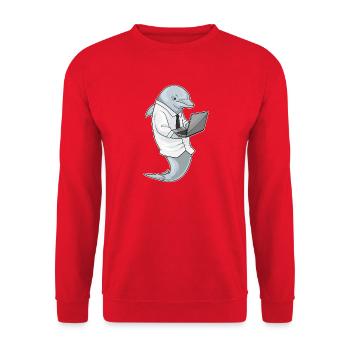 Dolphin Laptop - Unisex Sweatshirt - red - Front - Alina (178cm) & Michal (187cm)