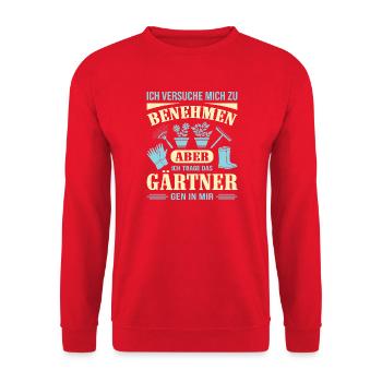 Gartenbau Gärtner Garten Gartenarbeit Sprüche - Unisex Pullover - Rot - Vorne - Alina (178cm) & Michal (187cm)