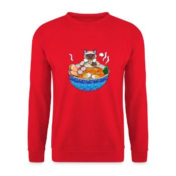 Kawaii Siamese Cat Ramen Japanese Noodle Foodie Gi - Unisex Sweatshirt - red - Front - Alina (178cm) & Michal (187cm)