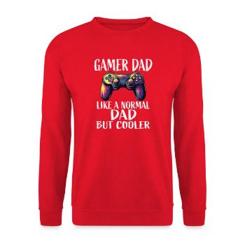 Gamer Dad Cooler Controller Spruch - Unisex Pullover - Rot - Vorne - Alina (178cm) & Michal (187cm)