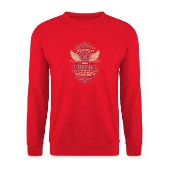 60. Geburtstag Leben beginnt Engel Flügel Jahrgang - Unisex Pullover - Rot - Vorne - Alina (178cm) & Michal (187cm)