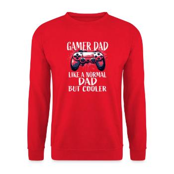 Gamer Dad – Cooler als Normal - Unisex Pullover - Rot - Vorne - Alina (178cm) & Michal (187cm)
