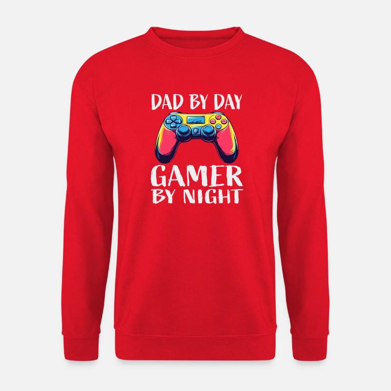 Vater Gamer Nacht Controller - Unisex Pullover - Rot