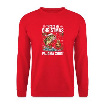 Christmas Fish Pajama Shirt - Unisex Sweatshirt - red - Front - Alina (178cm) & Michal (187cm)