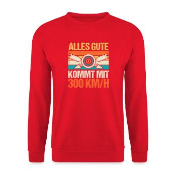 Bogenschütze Bogensport Bogenschießen - Unisex Pullover - Rot - Vorne - Alina (178cm) & Michal (187cm)