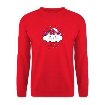 Cloud with flower crown - Unisex Sweatshirt - red - Front - Alina (178cm) & Michal (187cm)
