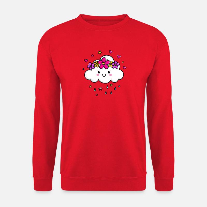 Wolke mit Blumenkrone - Unisex Pullover - Rot