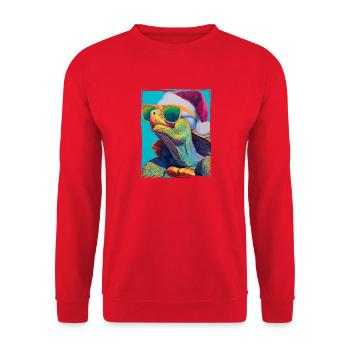 Turtle Christmas Portrait - Unisex Sweatshirt - red - Front - Alina (178cm) & Michal (187cm)