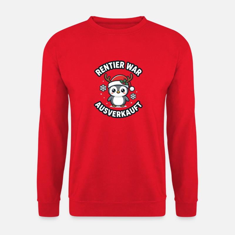Winterpinguin Rentier War Motiv - Unisex Pullover - Rot