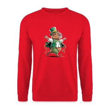 Leprechaun Hamster Festive Print - Unisex Sweatshirt - red - Front - Alina (178cm) & Michal (187cm)