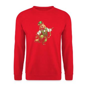 Leprechaunic hamster in lucky outfit - Unisex Sweatshirt - red - Front - Alina (178cm) & Michal (187cm)
