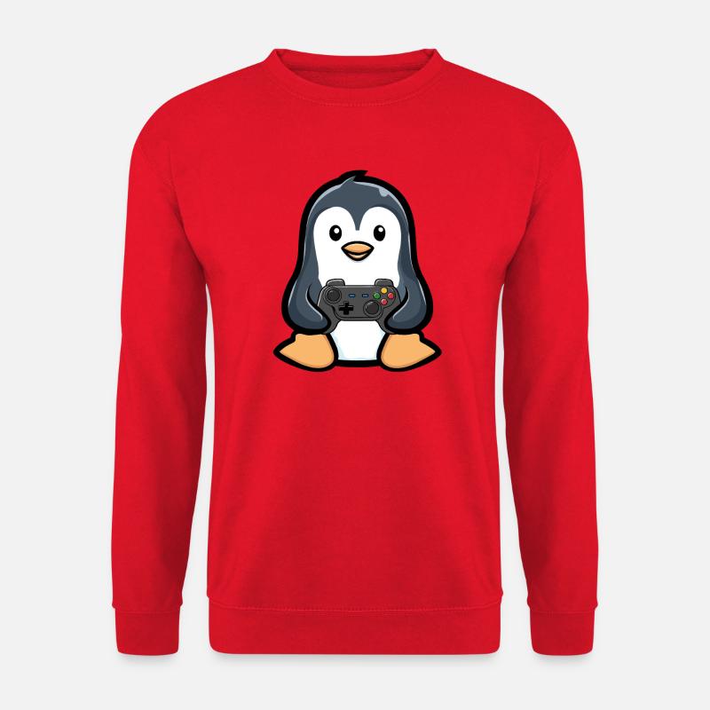 Gamer Pinguin - Unisex Pullover - Rot
