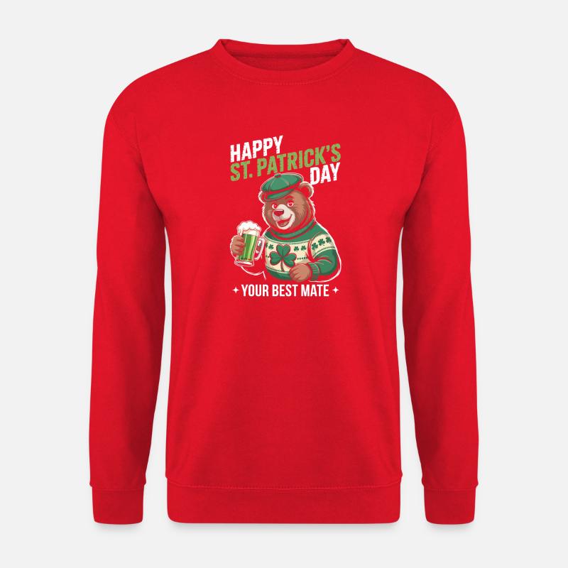 St Patrick's Bär mit Grünem Mantel - Unisex Pullover - Rot