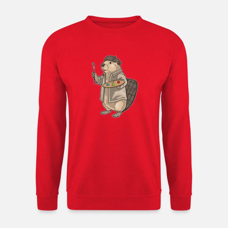 Biber Maler Pinsel Malen - Unisex Pullover - Rot