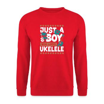 Hawaiian Ukulele Uke Boy Just A - Unisex Pullover - Rot - Vorne - Alina (178cm) & Michal (187cm)