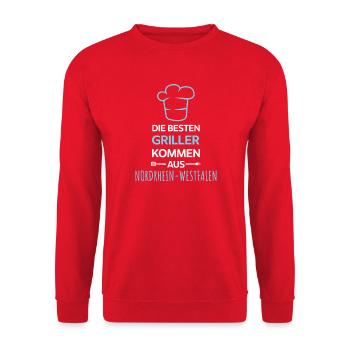 The Best Grillers from North Rhine-Westphalia Graphic - Unisex Sweatshirt - red - Front - Alina (178cm) & Michal (187cm)