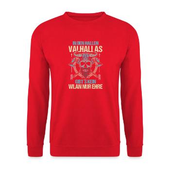 Mittelalter Schildwall Mittelaltermarkt Wikinger - Unisex Pullover - Rot - Vorne - Alina (178cm) & Michal (187cm)