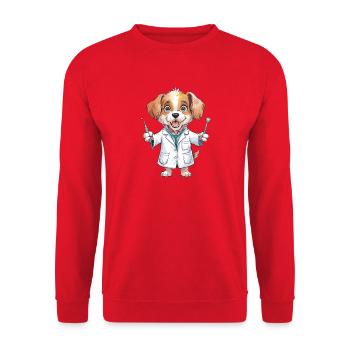 Dessin animé drôle de dentiste canin pour dentistes - Sweat-shirt Unisexe - rouge - Devant - Alina (178cm) & Michal (187cm)