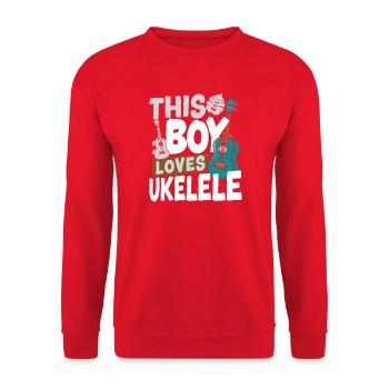 Hawaiian Ukulele Uke Boy This Boy - Unisex Pullover - Rot - Vorne - Alina (178cm) & Michal (187cm)