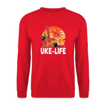 Hawaiian Ukulele Uke Uke Life - Unisex Pullover - Rot - Vorne - Alina (178cm) & Michal (187cm)