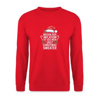 Inflation Joke Ugly Christmas Sweater - Unisex Sweatshirt - red - Front - Alina (178cm) & Michal (187cm)
