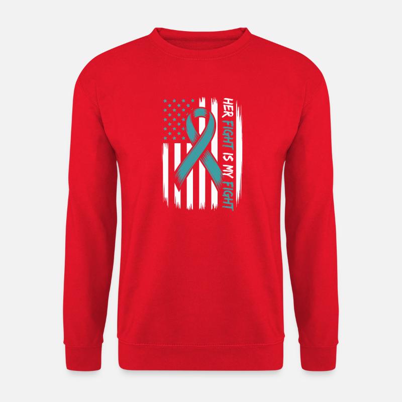 Gebärmutterhalskrebs-Aufklärungsband, amerikanische Flagge - Unisex Pullover - Rot