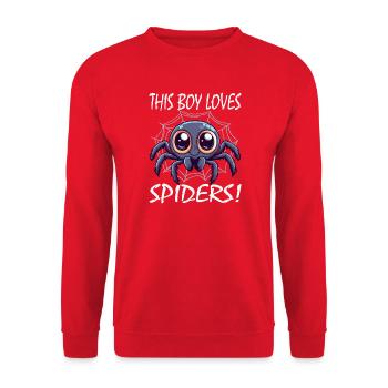 This Boy Loves Spiders - Unisex Sweatshirt - red - Front - Alina (178cm) & Michal (187cm)