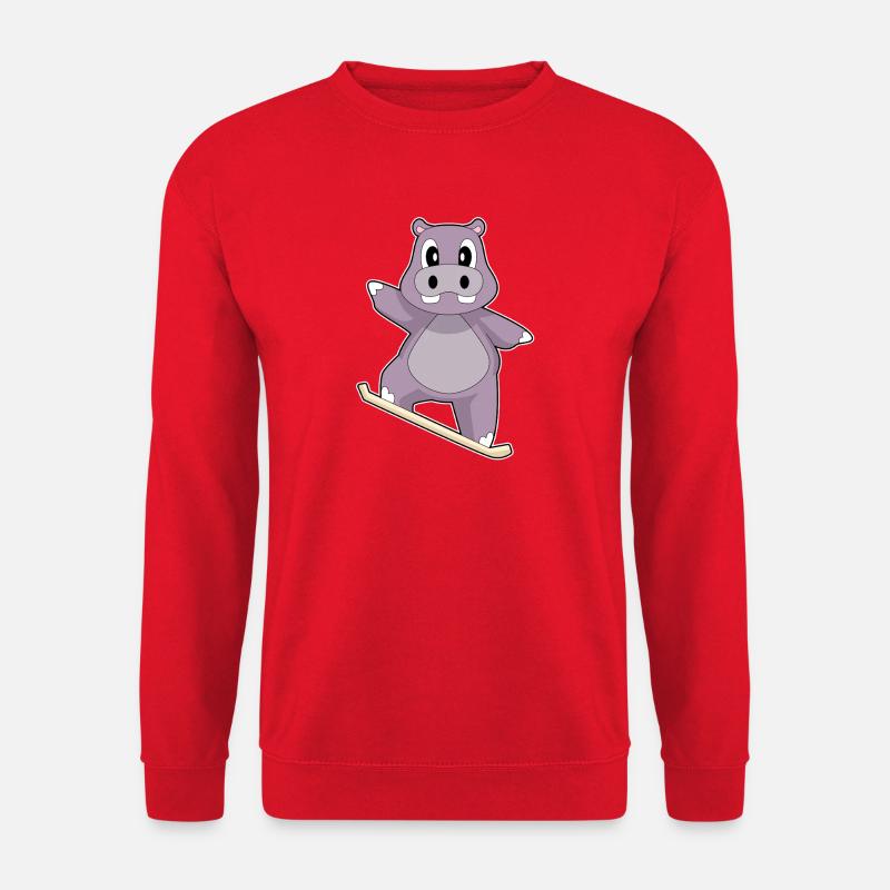 Nilpferd Snowboarder Snowboard Wintersport - Unisex Pullover - Rot