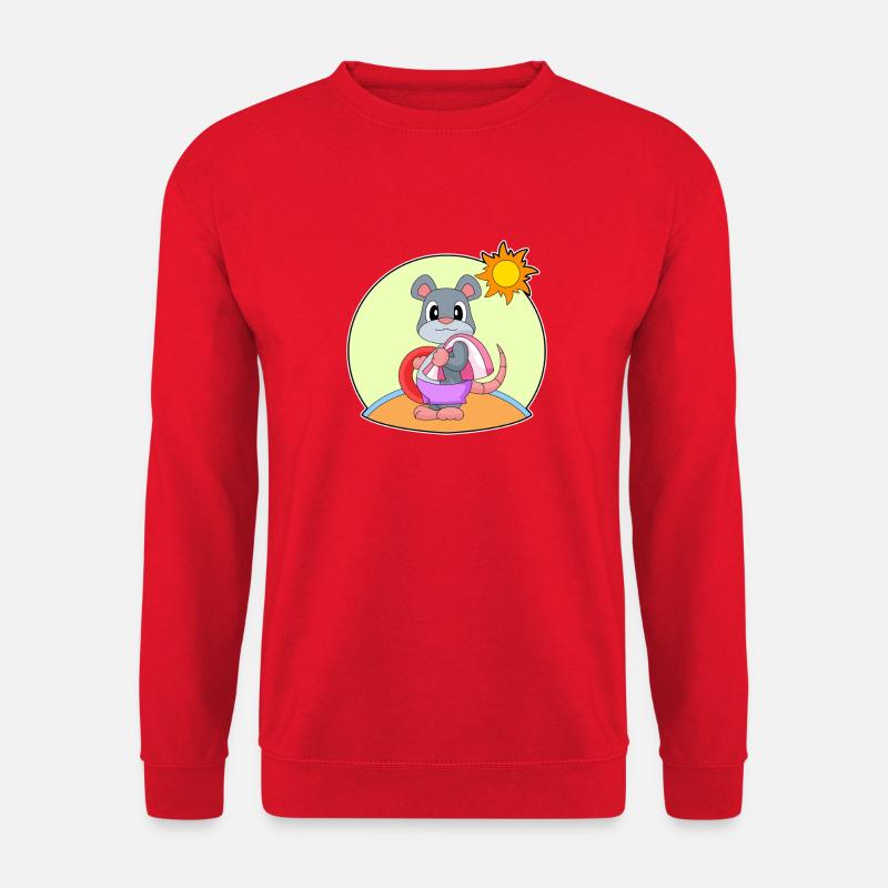 Mouse Swimming Swim Ring Summer - Unisex Sweatshirt - red