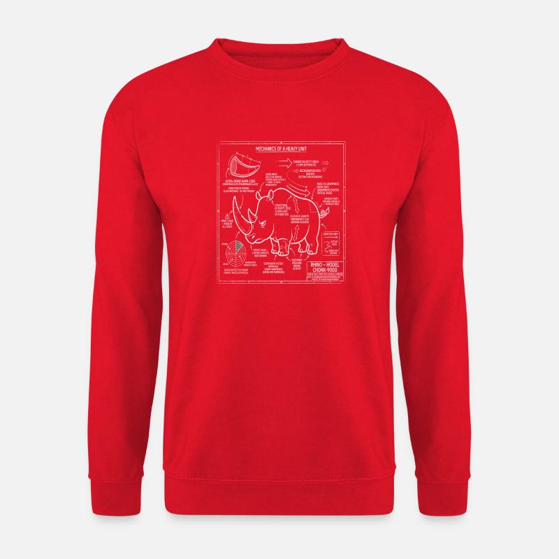 Rhino Blaupause Illustration - Unisex Pullover - Rot