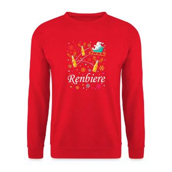 Weihnachtsbier Schlittenzauber - Unisex Pullover - Rot - Vorne - Alina (178cm) & Michal (187cm)