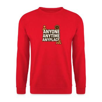 Anytime Anywhere Funny Saying  - Unisex Sweatshirt - red - Front - Alina (178cm) & Michal (187cm)