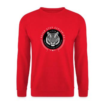 Portrait du tigre : Ne cessez jamais d’explorer l’objectif - Sweat-shirt Unisexe - rouge - Devant - Alina (178cm) & Michal (187cm)