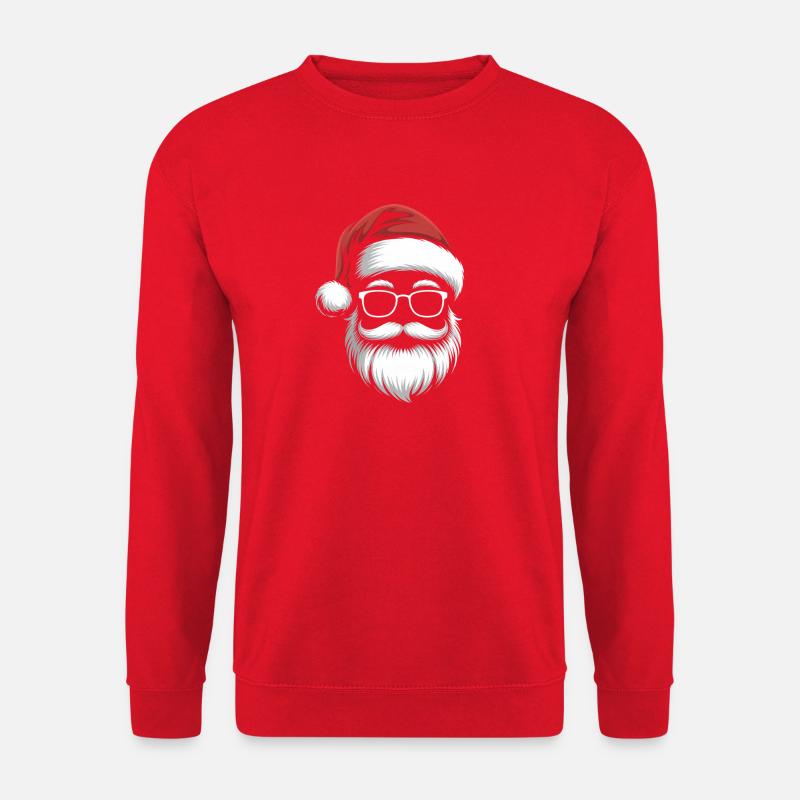 Santa mit Brille und Bart - Unisex Pullover - Rot