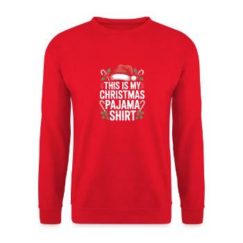 Das ist mein Weihnachts-Pyjamashirt - Unisex Pullover - Rot - Vorne - Alina (178cm) & Michal (187cm)