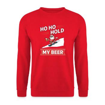 Ho Ho, tiens ma bière, Père Noël - Sweat-shirt Unisexe - rouge - Devant - Alina (178cm) & Michal (187cm)