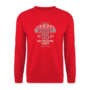 55. Geburtstag 55 Jahre alt Spruch Geschenk - Unisex Pullover - Rot - Vorne - Alina (178cm) & Michal (187cm)
