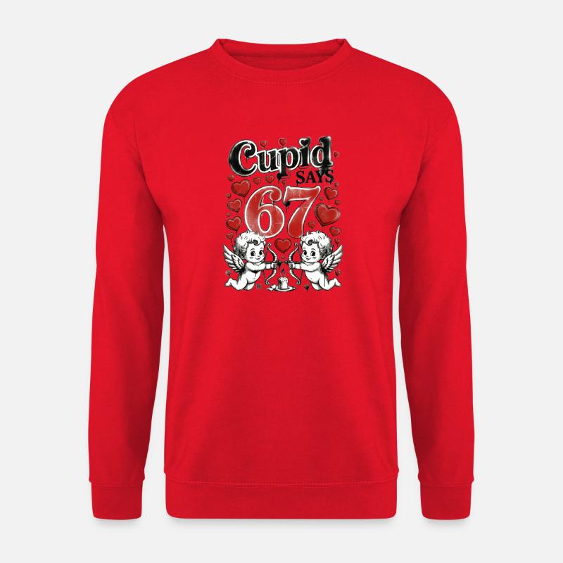 Cupid sagt 67 Herzen Liebesdesign - Unisex Pullover - Rot