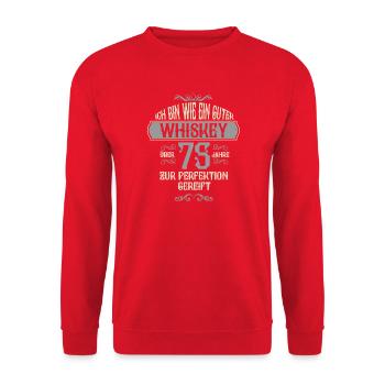 75. Geburtstag 75 Jahre alt Spruch Geschenk - Unisex Pullover - Rot - Vorne - Alina (178cm) & Michal (187cm)