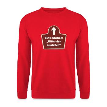 Bütz-Station Karneval Kostüm Ersatz Kölle Alaaf - Unisex Pullover - Rot - Vorne - Alina (178cm) & Michal (187cm)
