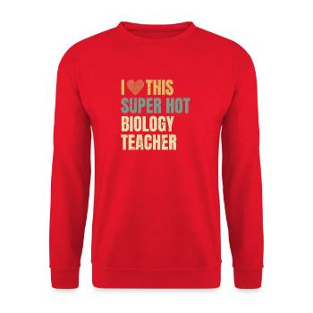 I Love This Super Hot Biology Teacher Retro - Unisex Sweatshirt - red - Front - Alina (178cm) & Michal (187cm)